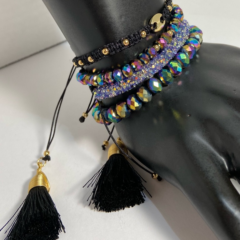 set of 4 four fine crystal bracelets